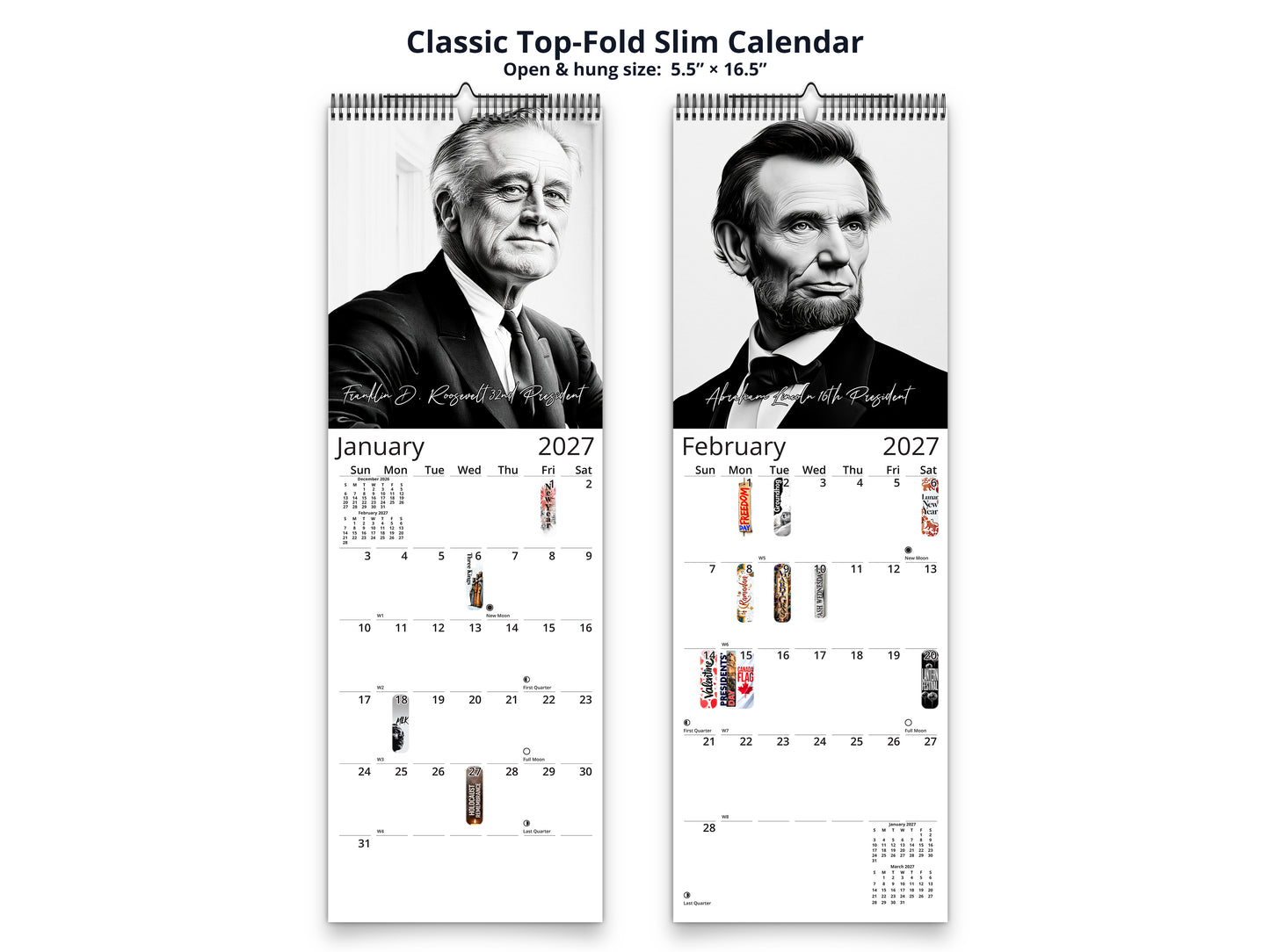 Presidential Legacy I 2027 wall calendar classic top-fold slim calendar pages
