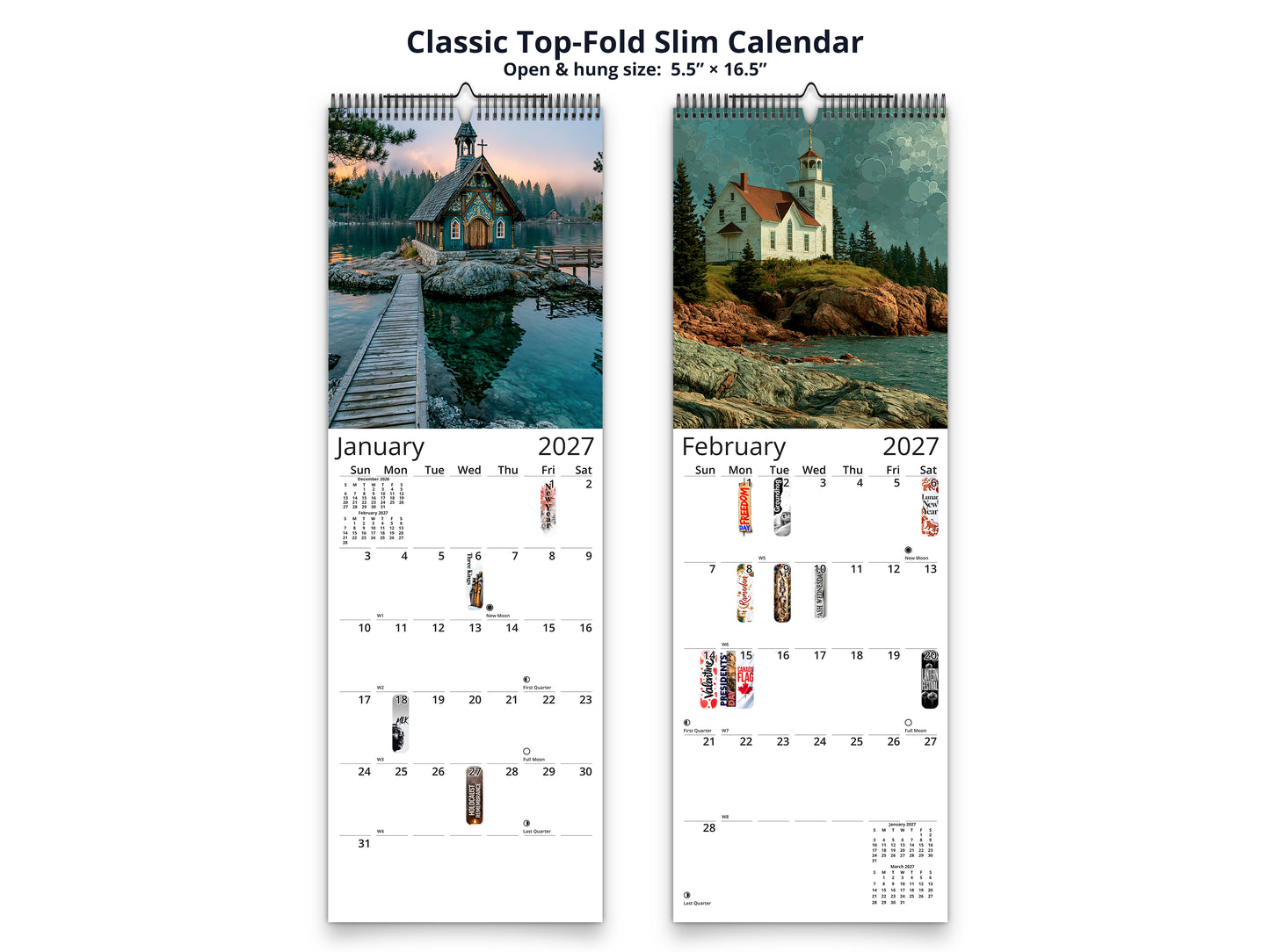 Sanctuary 2027 wall calendar classic top-fold slim calendar pages