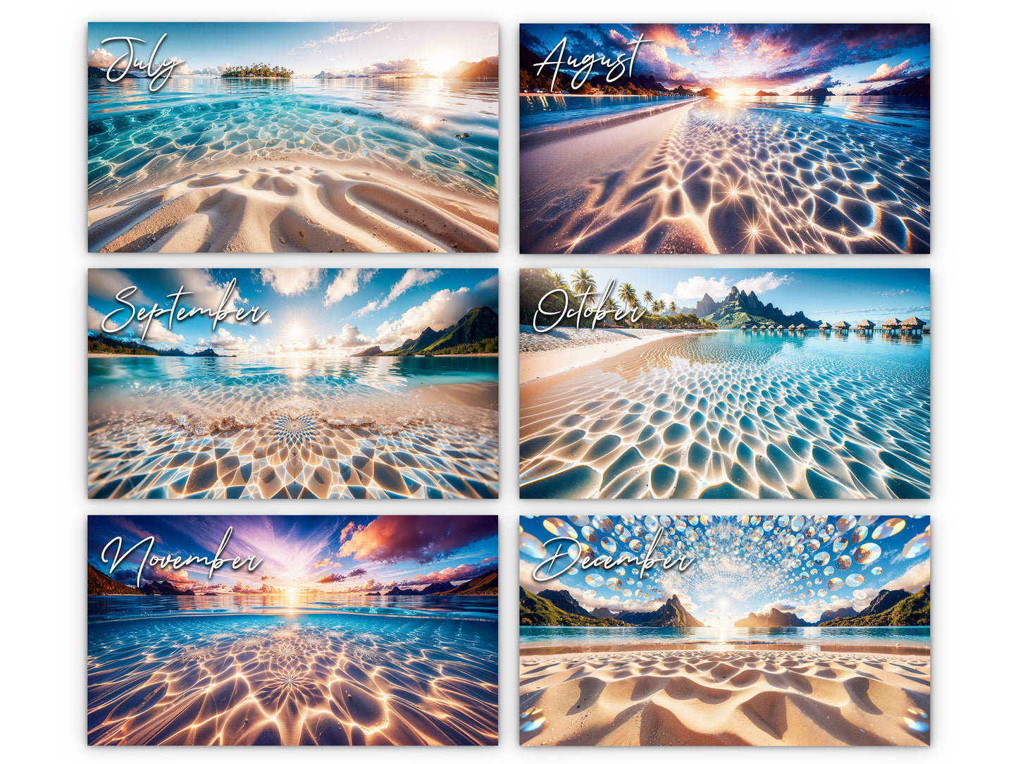 2026 Sands of Bora Bora Wall Calendar by Kaleidoscope Artisan – Tropical Escapes with Holidays