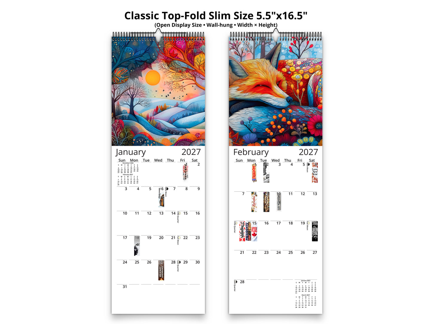 Secret Grove 2027 wall calendar classic top-fold slim calendar pages