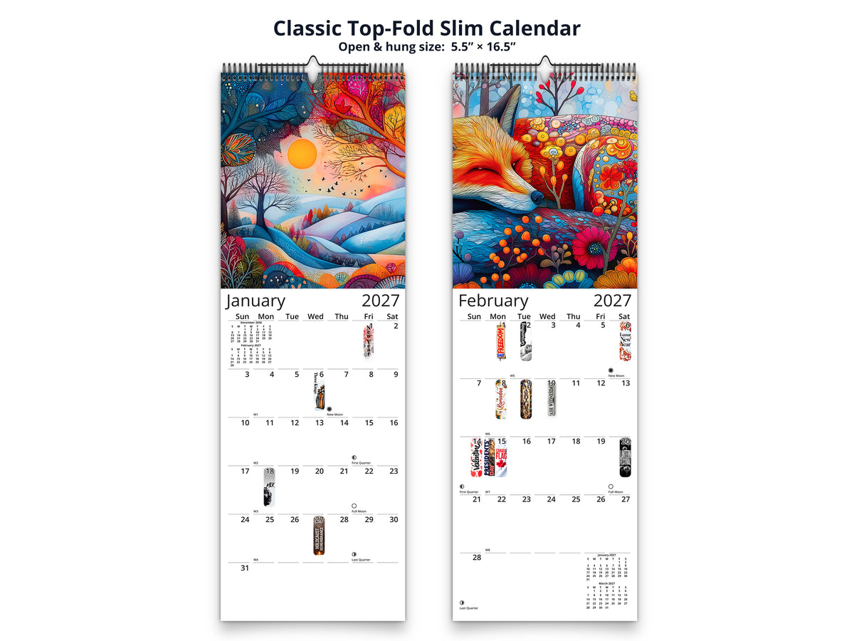 Secret Grove 2027 wall calendar classic top-fold slim calendar pages