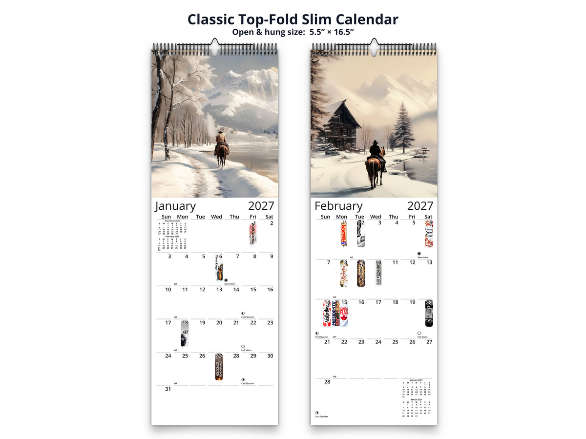 Western Trails 2027 wall calendar classic top-fold slim calendar pages