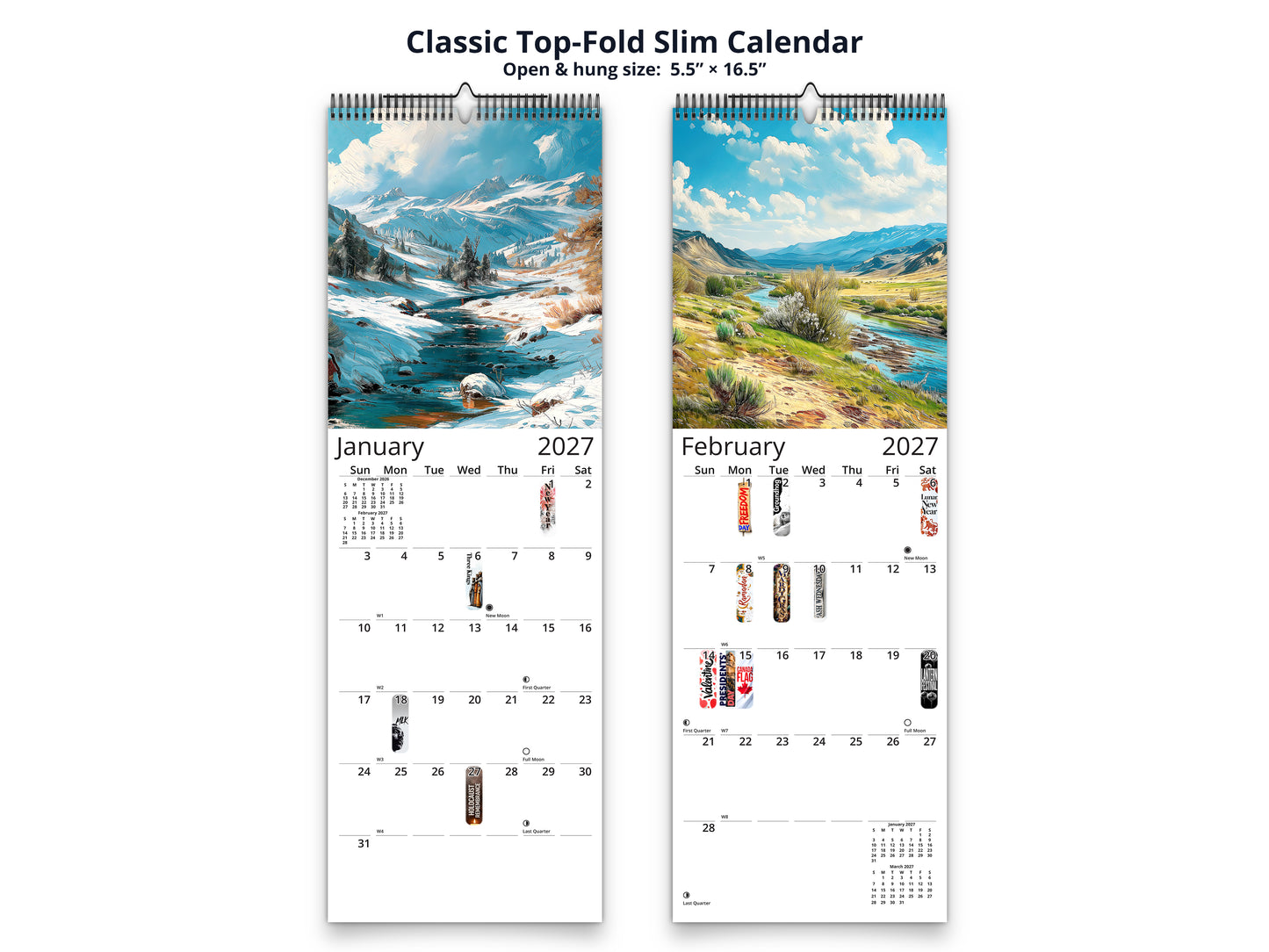 Western Vistas 2027 wall calendar classic top-fold slim calendar pages