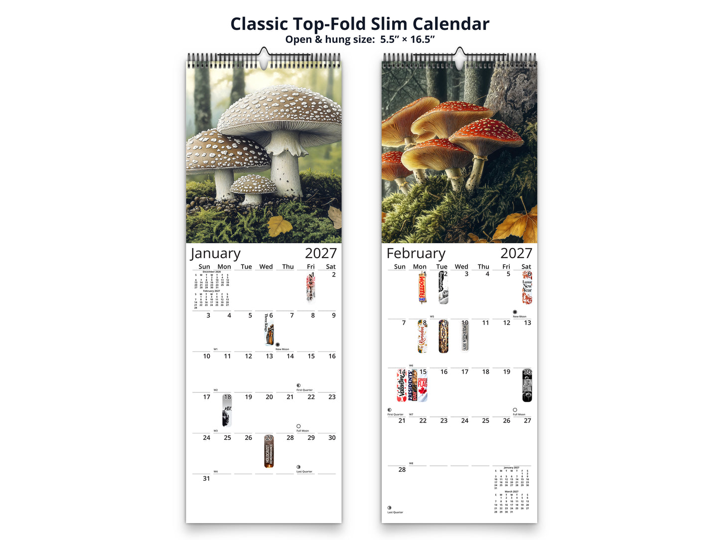 Wild Mushrooms Wall Calendar 2027 wall calendar classic top-fold slim calendar pages