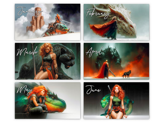 2027 Epic Fantasy Wall Calendar by Kaleidoscope Artisan – Legendary Realms with Holidays