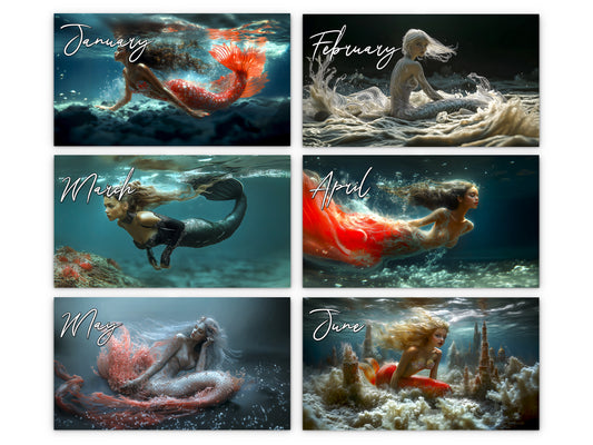 2027 Mermaid Dream Wall Calendar by Kaleidoscope Artisan – Enchanting Underwater Realms with Holidays