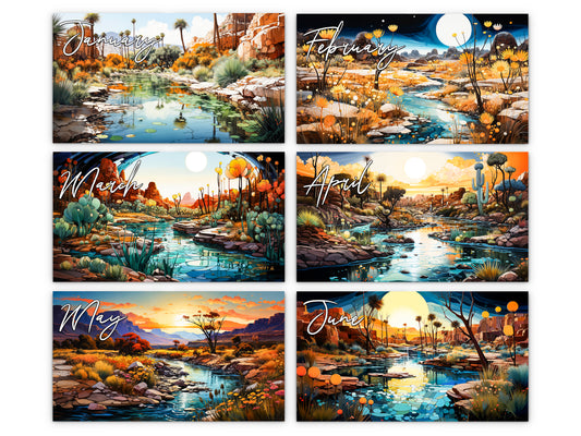 2027 Surreal Canyon Wall Calendar by Kaleidoscope Artisan – Desert Dreams with Holidays