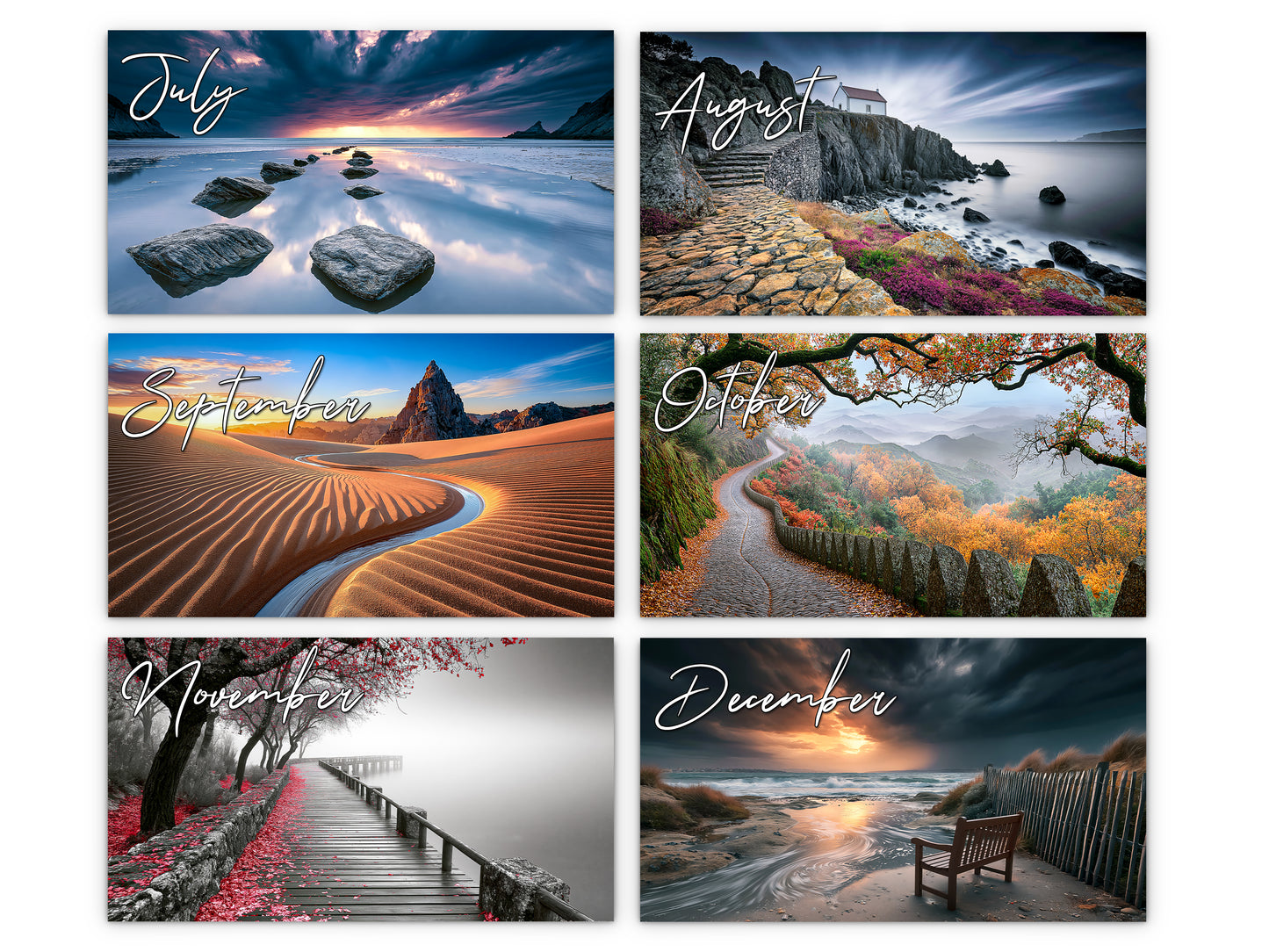 2027 Solitude Wall Calendar by Kaleidoscope Artisan – Peaceful Paths with Holidays