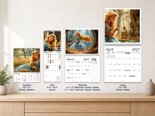 Alice in Wonderland 2027 wall calendar complete size range environment display