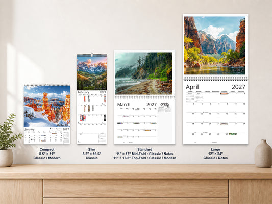 Artistic National Parks 2027 wall calendar complete size range environment display