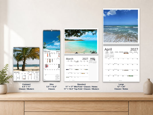Beaches Photography 2027 wall calendar complete size range environment display