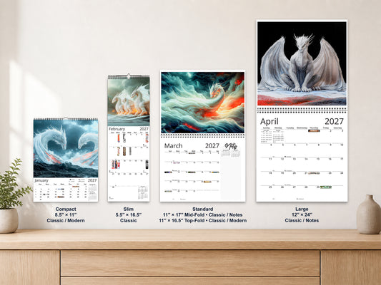 Dragon Light 2027 wall calendar complete size range environment display