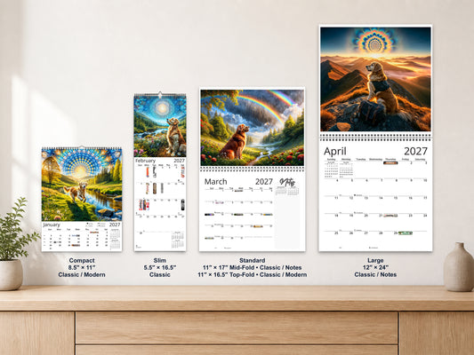 Golden Retriever 2027 wall calendar complete size range environment display