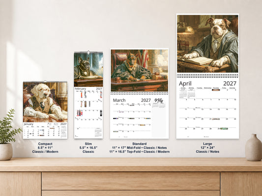 Paws of Justice 2027 wall calendar complete size range environment display
