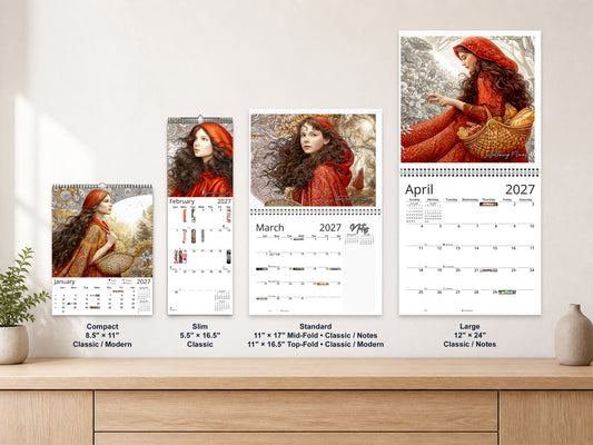Red Riding Hood 2027 wall calendar complete size range environment display