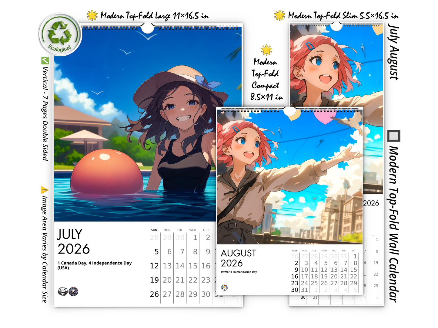 2026 Anime Life Wall Calendar by Kaleidoscope Artisan – A Year of Captivating Anime Art with Holidays