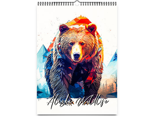 2026 Alaska Wildlife Wall Calendar by Kaleidoscope Artisan – Vibrant Geometric Animals with Holidays