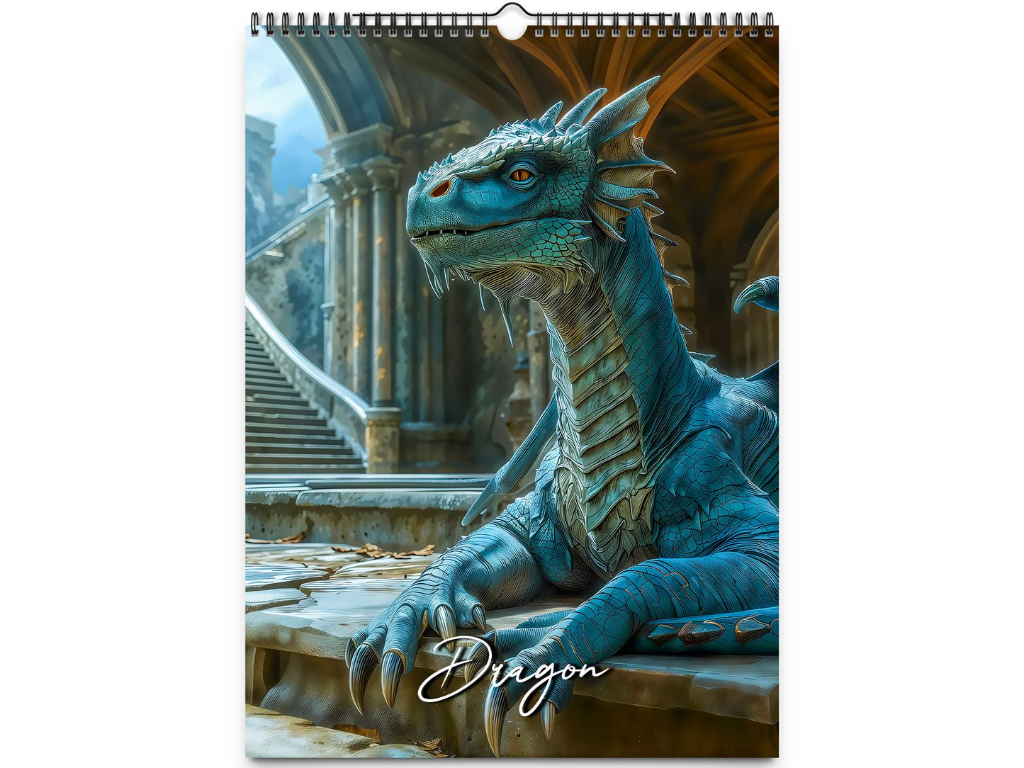 Calendario de pared de dragones 2026 de Kaleidoscope Artisan: ilustraciones de fantasía con festividades