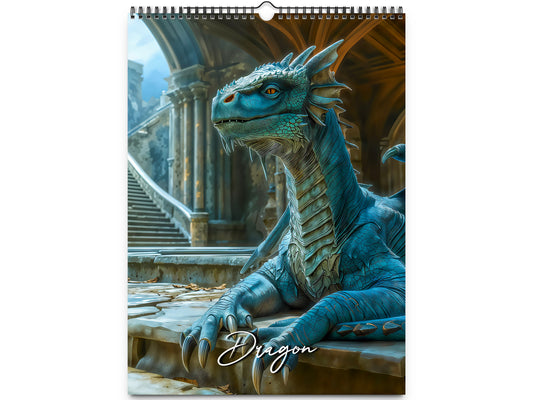 Calendario de pared de dragones 2026 de Kaleidoscope Artisan: ilustraciones de fantasía con festividades