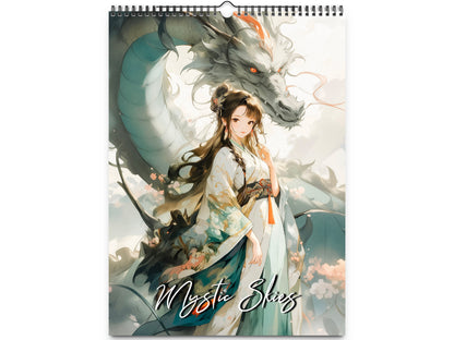2026 Mystic Skies Wall Calendar by Kaleidoscope Artisan – Majestic Dragons in Chinese Art with Holidays