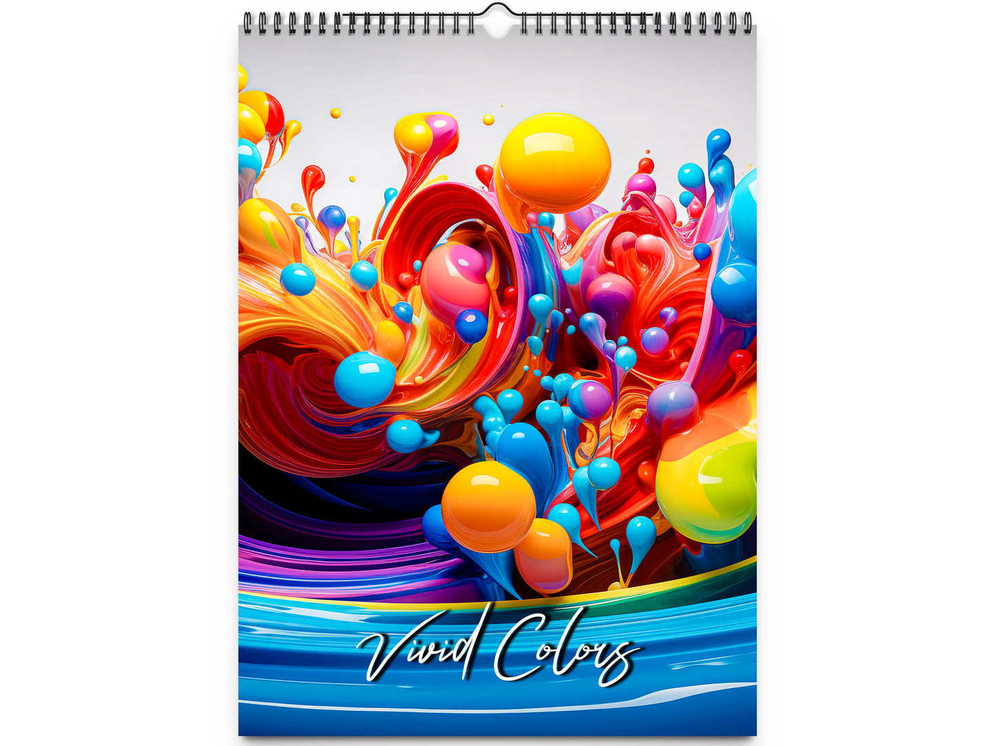 Calendario de pared de colores vivos 2026 de Kaleidoscope Artisan: arte en movimiento con las fiestas