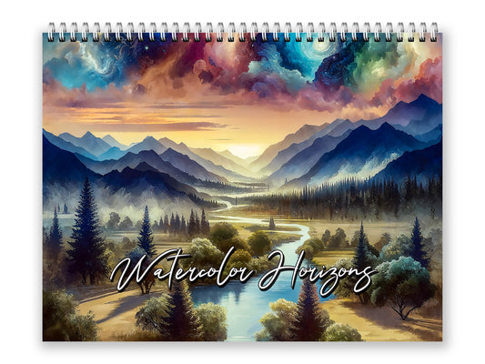 2027 Watercolor Horizons Wall Calendar by Kaleidoscope Artisan – Ethereal Landscape Art with Holidays