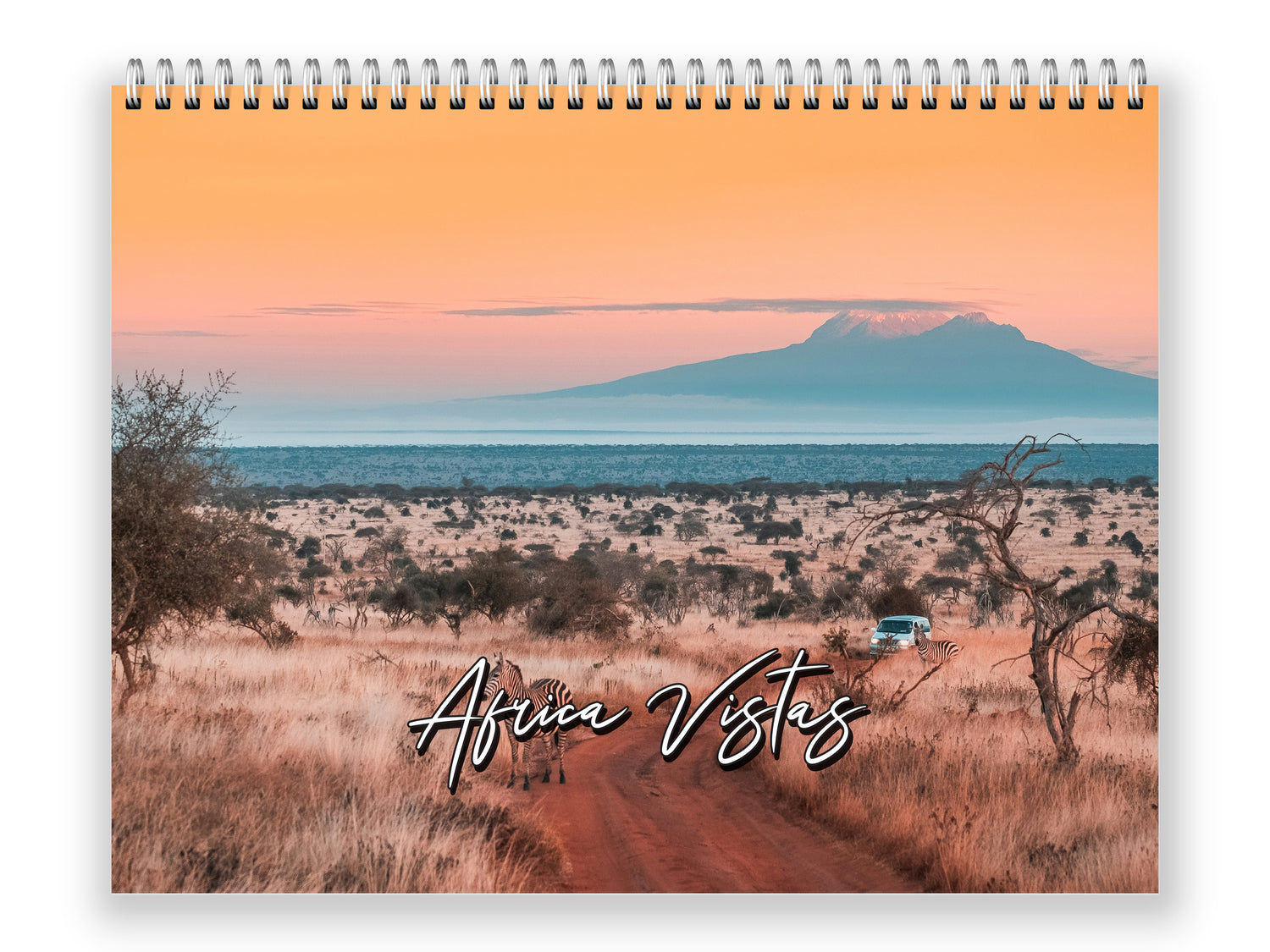 Africa Vistas Photography by Kaleidoscope Artisan - Wildlife and Landscapes with Holidays 2027 wall calendar front cover wall calendar mockup