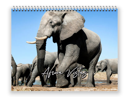 Africa Vistas by Kaleidoscope Artisan - Wildlife and Landscapes with Holidays 2027 wall calendar front cover wall calendar mockup