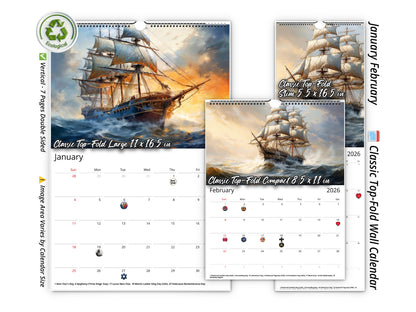 2026 Age of Sail Wall Calendar by Kaleidoscope Artisan – Nautical Adventures with Holidays