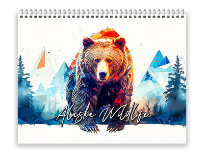 2027 Alaska Wildlife Wall Calendar by Kaleidoscope Artisan – Vibrant Geometric Animals with Holidays