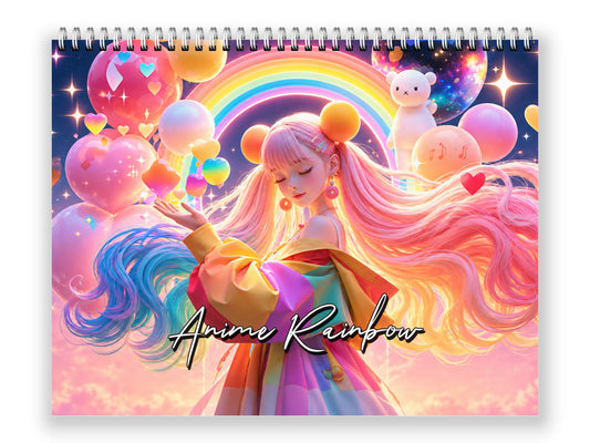 Anime Rainbow 2027 wall calendar front cover wall calendar mockup