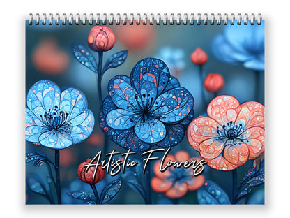 Artistic Flowers 2027 wall calendar front cover wall calendar mockup