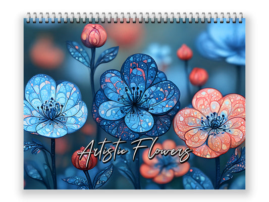 Artistic Flowers 2027 wall calendar front cover wall calendar mockup