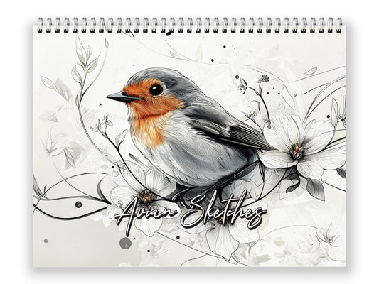 Avian Sketches 2027 wall calendar front cover wall calendar mockup