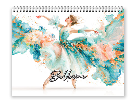 2027 Ballerina Wall Calendar by Kaleidoscope Artisan – Graceful Watercolor Motion with Holidays