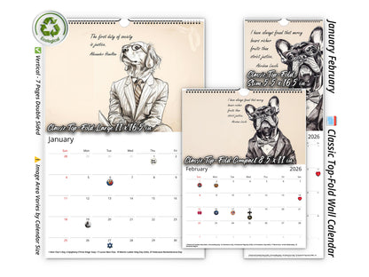 2026 Canine Counsel Wall Calendar by Kaleidoscope Artisan – Wisdom in Fur with Holidays