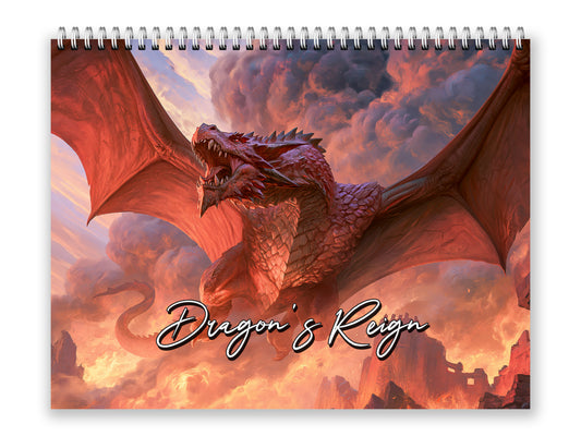 2027 Dragon’s Reign Wall Calendar by Kaleidoscope Artisan – Ancient Fire with Holidays