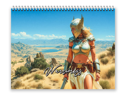 Fantasy Warrioress 2027 wall calendar front cover wall calendar mockup