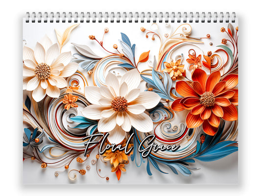 Floral Grace 2027 wall calendar front cover wall calendar mockup