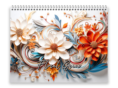 2027 Floral Grace Wall Calendar by Kaleidoscope Artisan – Elegant Bloom with Holidays