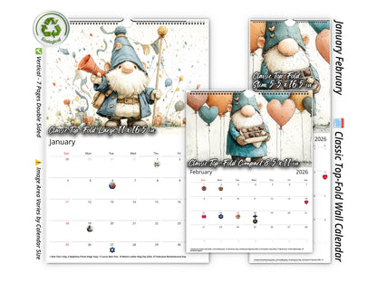 2026 Gnome Holidays Wall Calendar by Kaleidoscope Artisan – Joy & Magic with Holidays