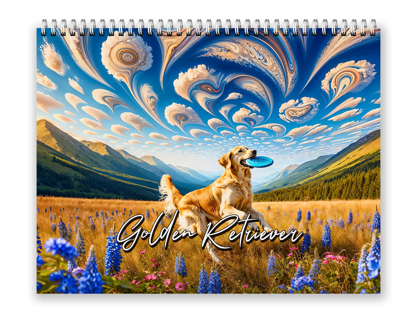 Golden Retriever 2027 wall calendar front cover wall calendar mockup