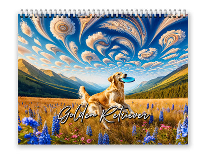Golden Retriever 2027 wall calendar front cover wall calendar mockup