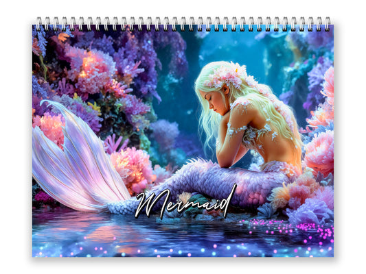 Mermaid 2027 wall calendar front cover wall calendar mockup