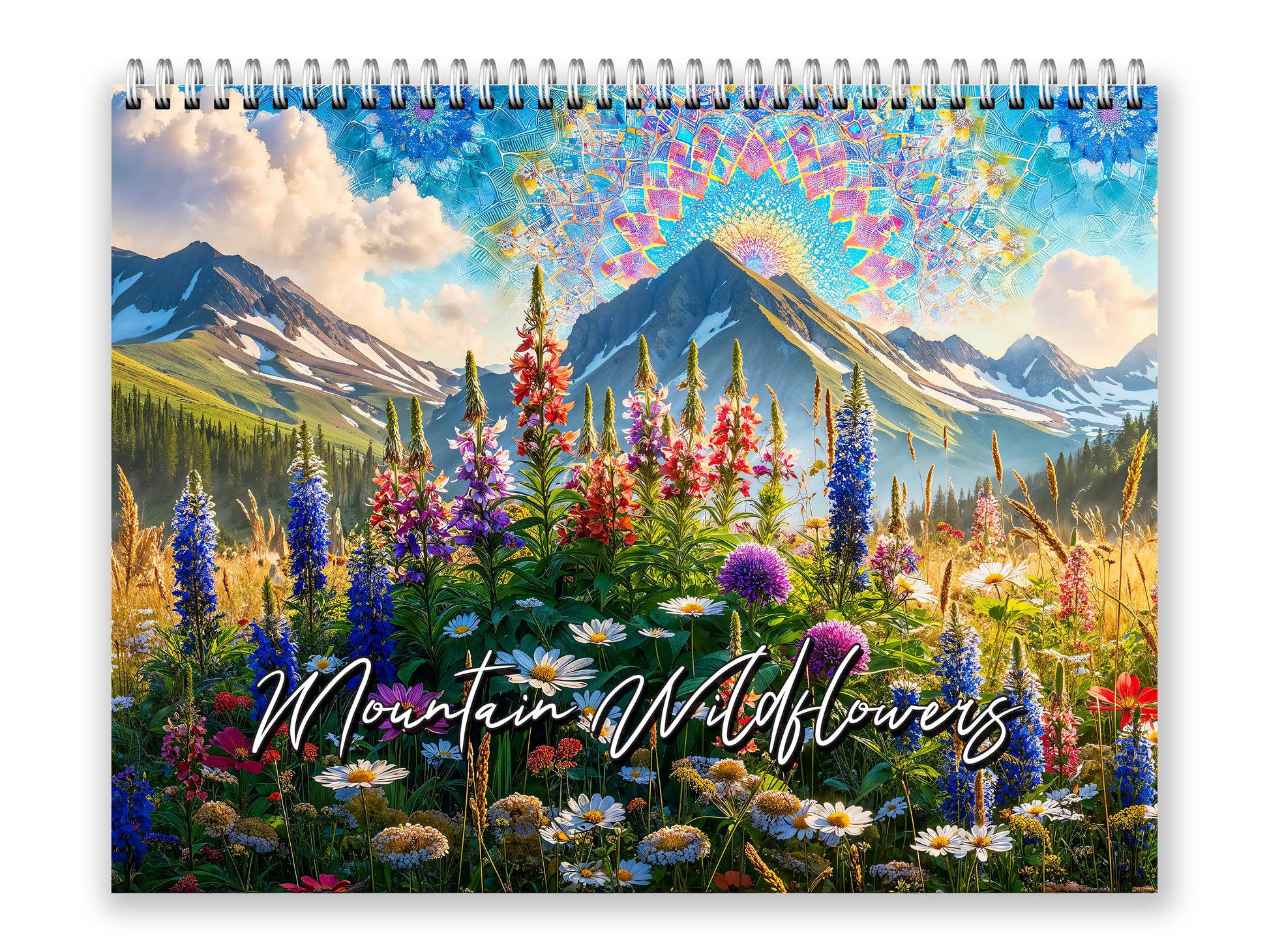 Mountain Wildflowers 2027 wall calendar front cover wall calendar mockup