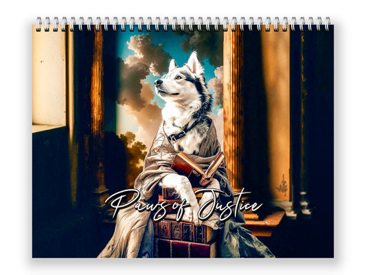 Paws of Justice 2027 wall calendar front cover wall calendar mockup