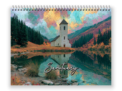 Sanctuary 2027 wall calendar front cover wall calendar mockup