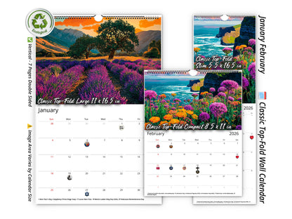 2026 Spring Flowers Wall Calendar by Kaleidoscope Artisan – Artistic Floral Landscapes with Holidays