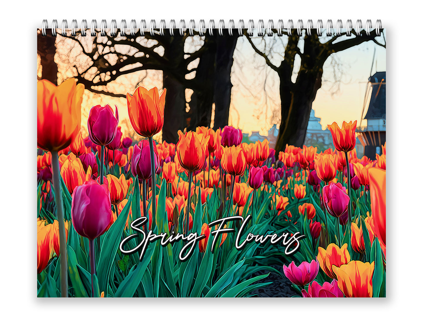 Spring Flowers 2027 wall calendar front cover wall calendar mockup