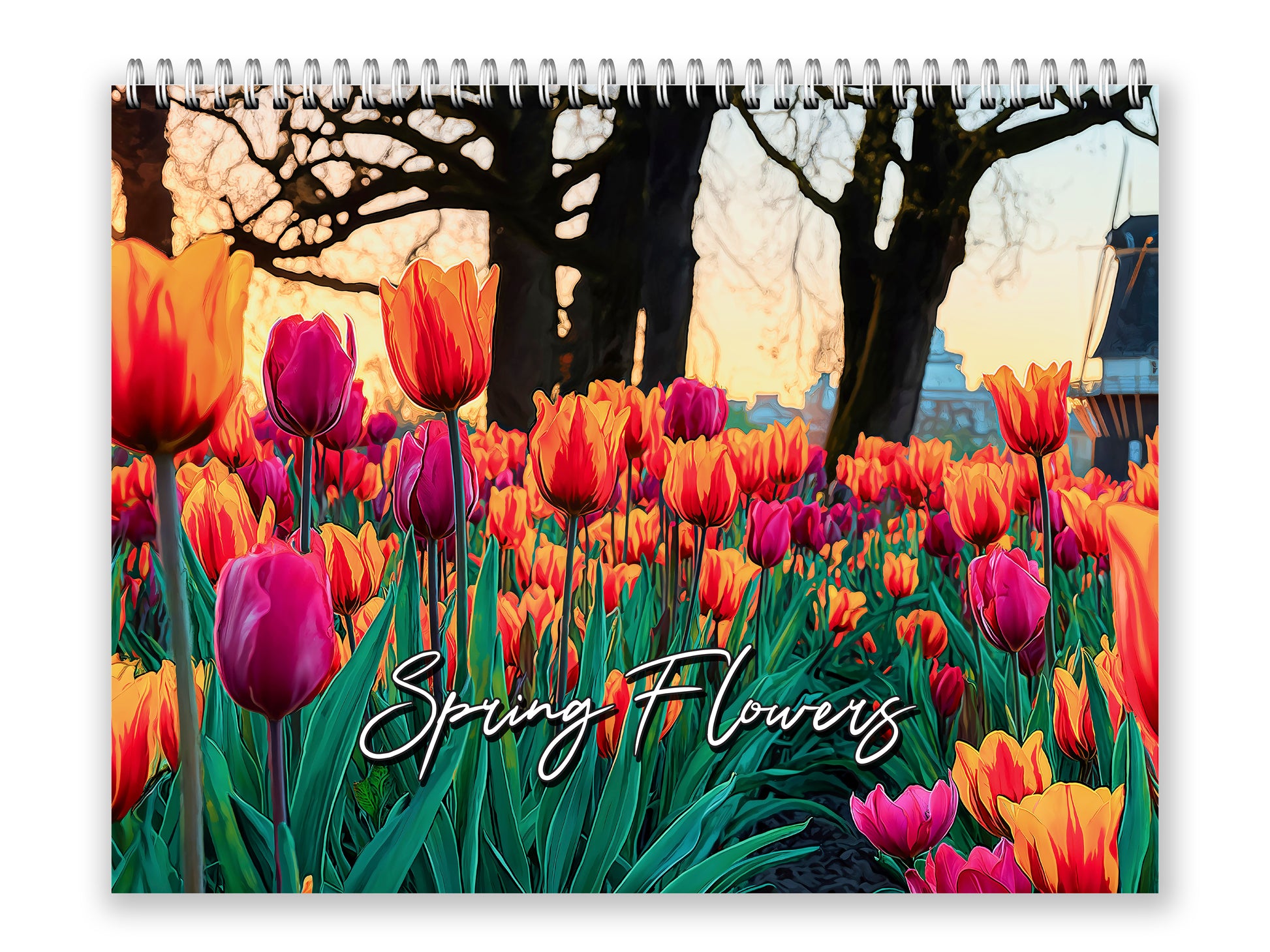 Spring Flowers 2027 wall calendar front cover wall calendar mockup